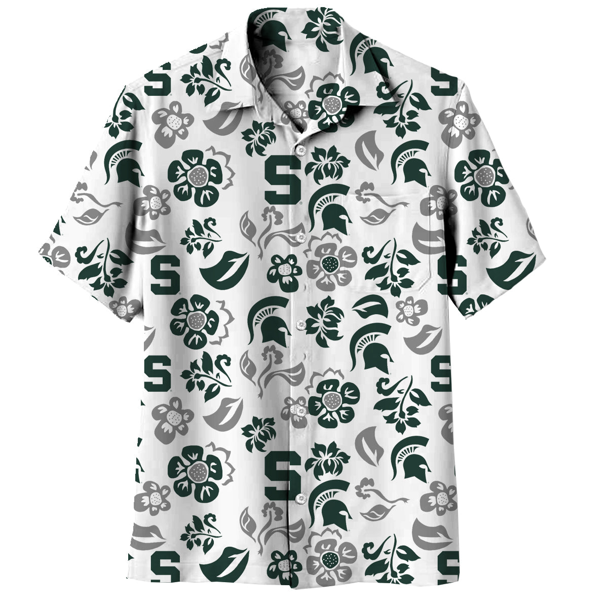 Michigan State Spartans Wes and Willy Mens Vault Button Up Hawaiian Shirt