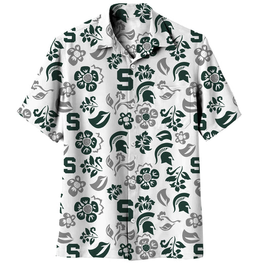 Michigan State Spartans Wes and Willy Mens Vault Button Up Hawaiian Shirt