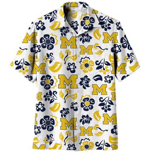 Michigan Wolverines Wes and Willy Mens Vault Button Up Hawaiian Shirt