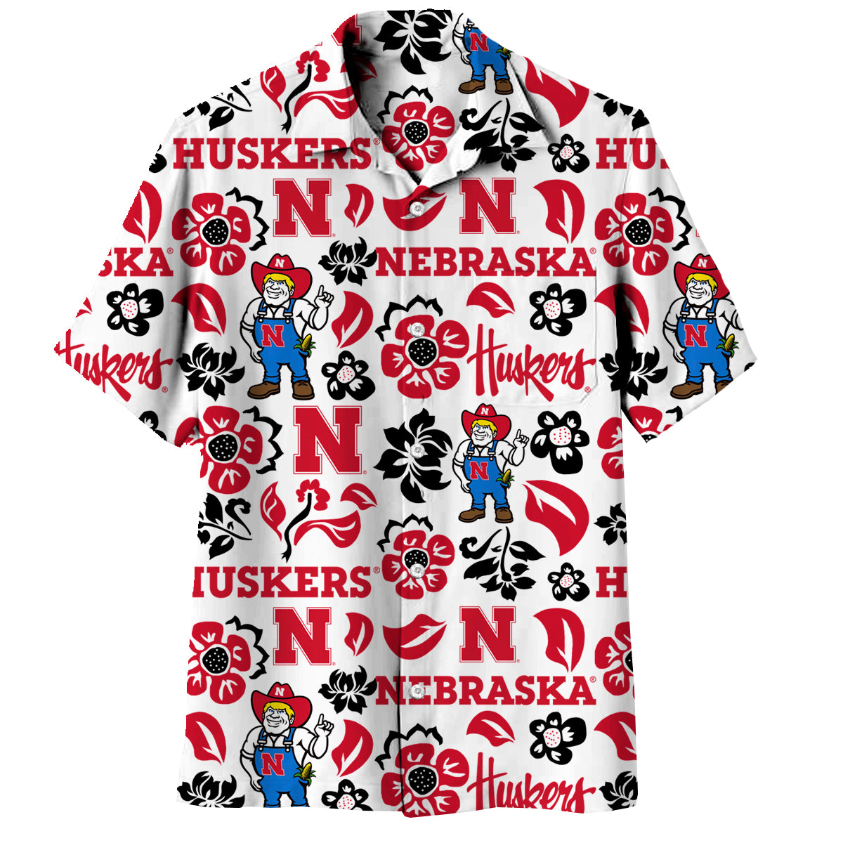 Nebraska Cornhuskers Wes and Willy Mens Vault Button Up Hawaiian Shirt