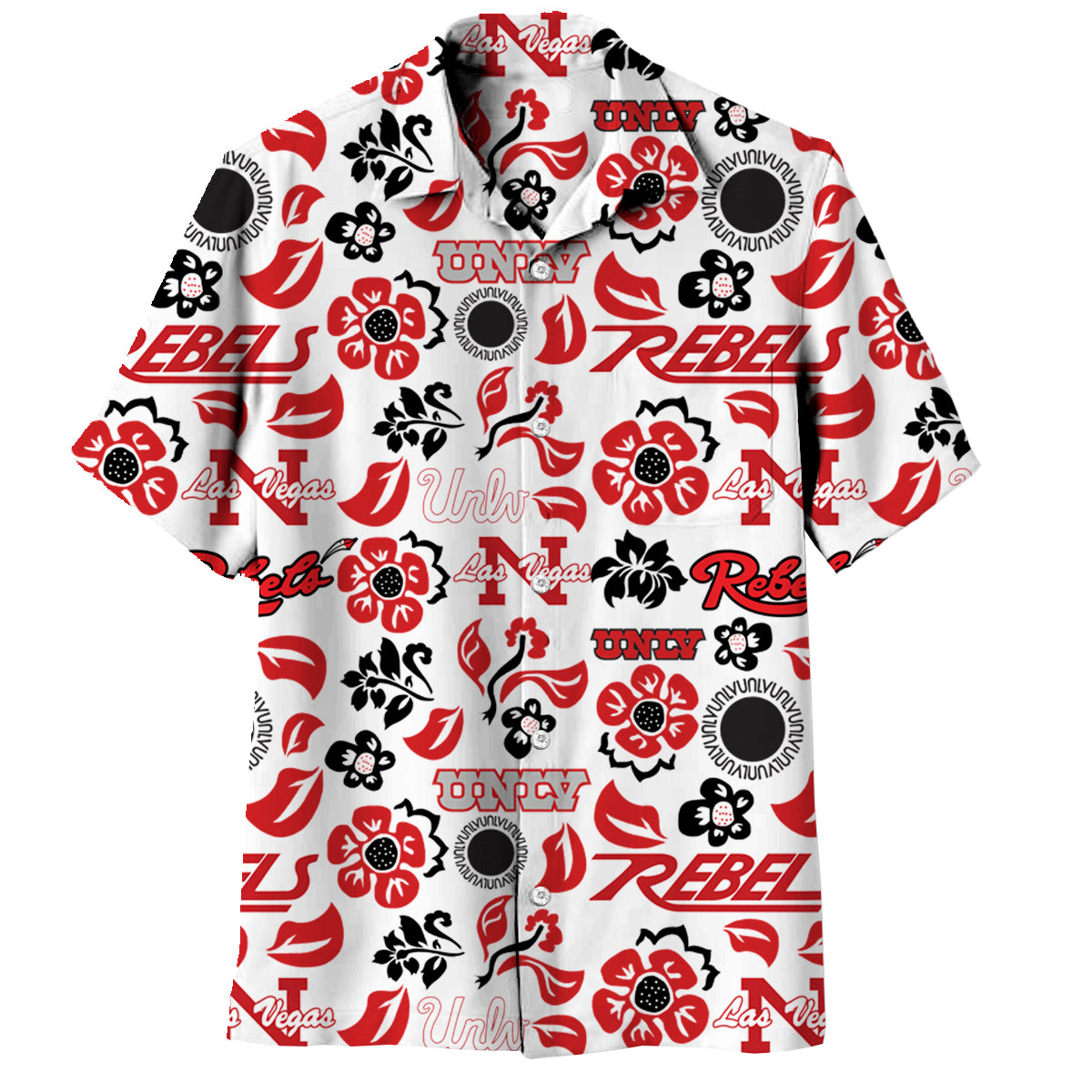 University of Nevada Las Vegas Wes and Willy Mens Vault Button Up Hawaiian Shirt