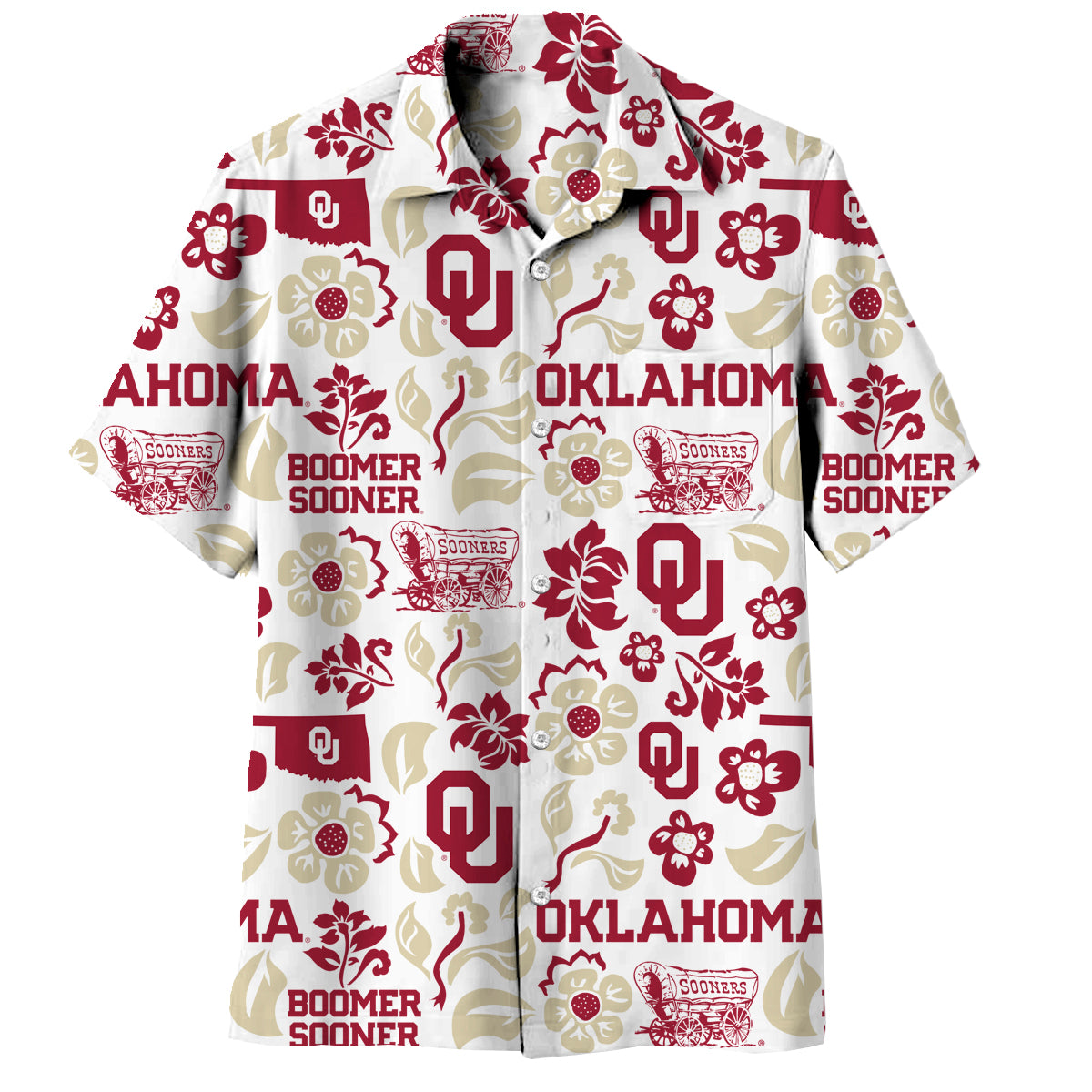 Oklahoma Sooners Wes and Willy Mens Vault Button Up Hawaiian Shirt