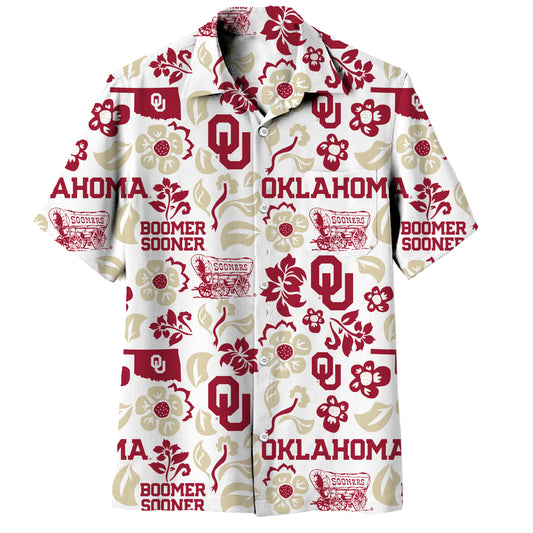 Oklahoma Sooners Wes and Willy Mens Vault Button Up Hawaiian Shirt