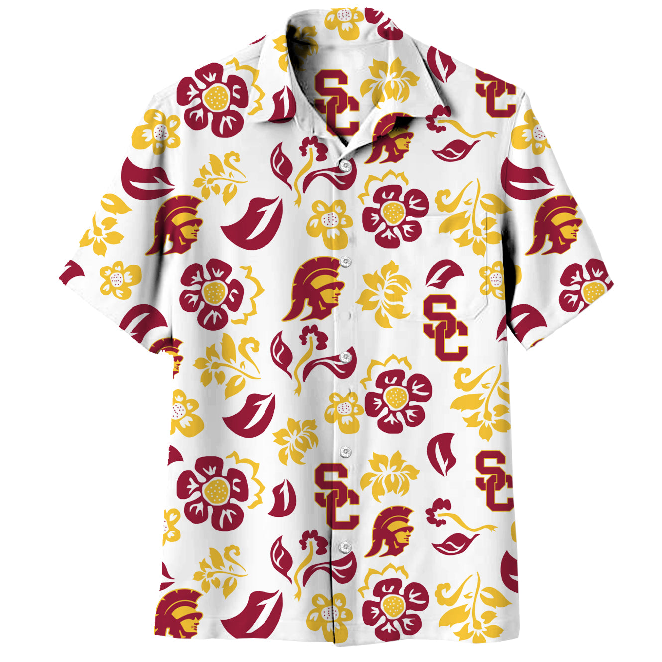 USC Trojans Wes and Willy Mens Vault Button Up Hawaiian Shirt