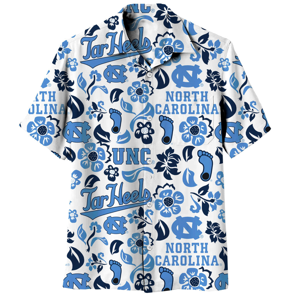 North Carolina Tar Heels Wes and Willy Mens Vault Button Up Hawaiian Shirt