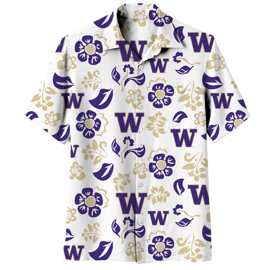 Washington Huskies Wes and Willy Mens Vault Button Up Hawaiian Shirt