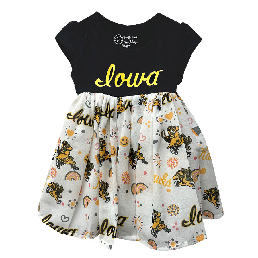 Iowa Hawkeyes Wes and Willy Baby and Little Girls Princess Vault Dress