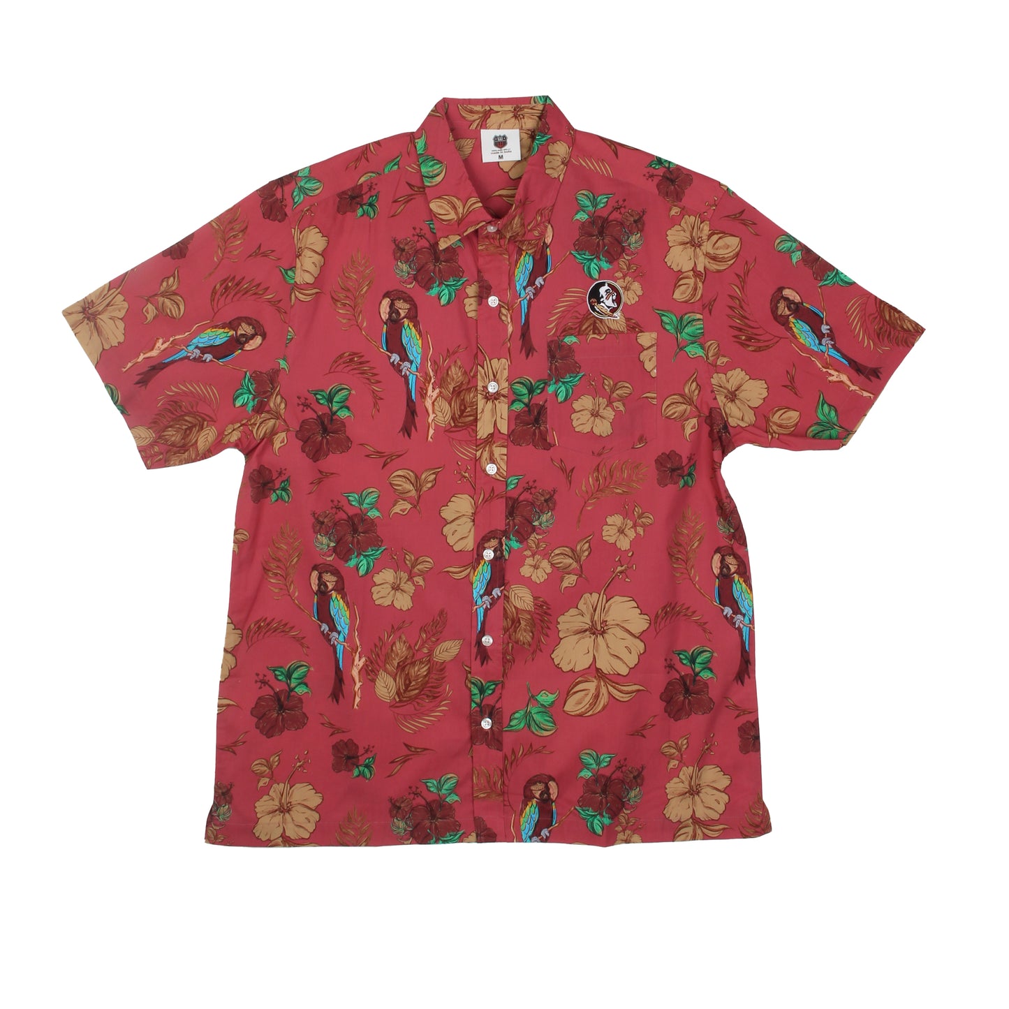 Florida State Seminoles Wes and Willy Tropical Parrot Print Hawaiian Button Up Shirt