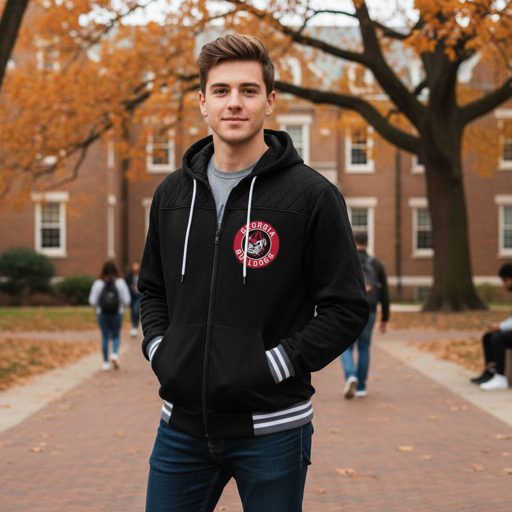 Georgia Bulldogs Mens Walk On Full Zip Hoodie Style Jacket Black