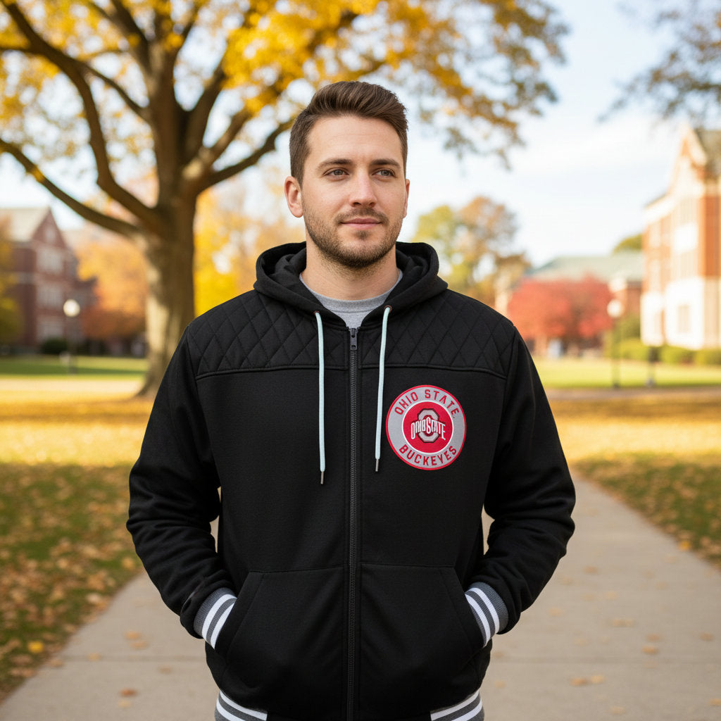 Ohio State Buckeyes Mens Walk On Full Zip Hoodie Style Jacket Black
