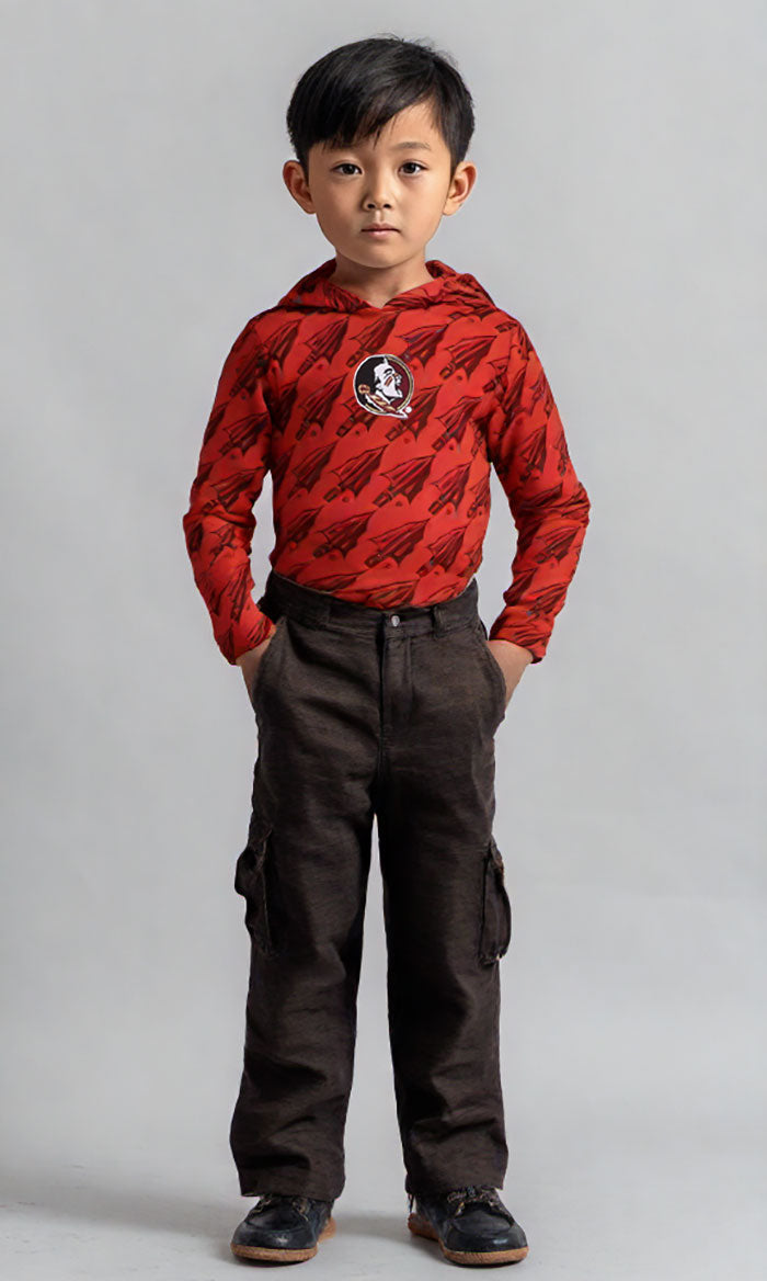 Florida State Seminoles Wes and Willy Kids All Over Team Logo Long Sleeve T-Shirt