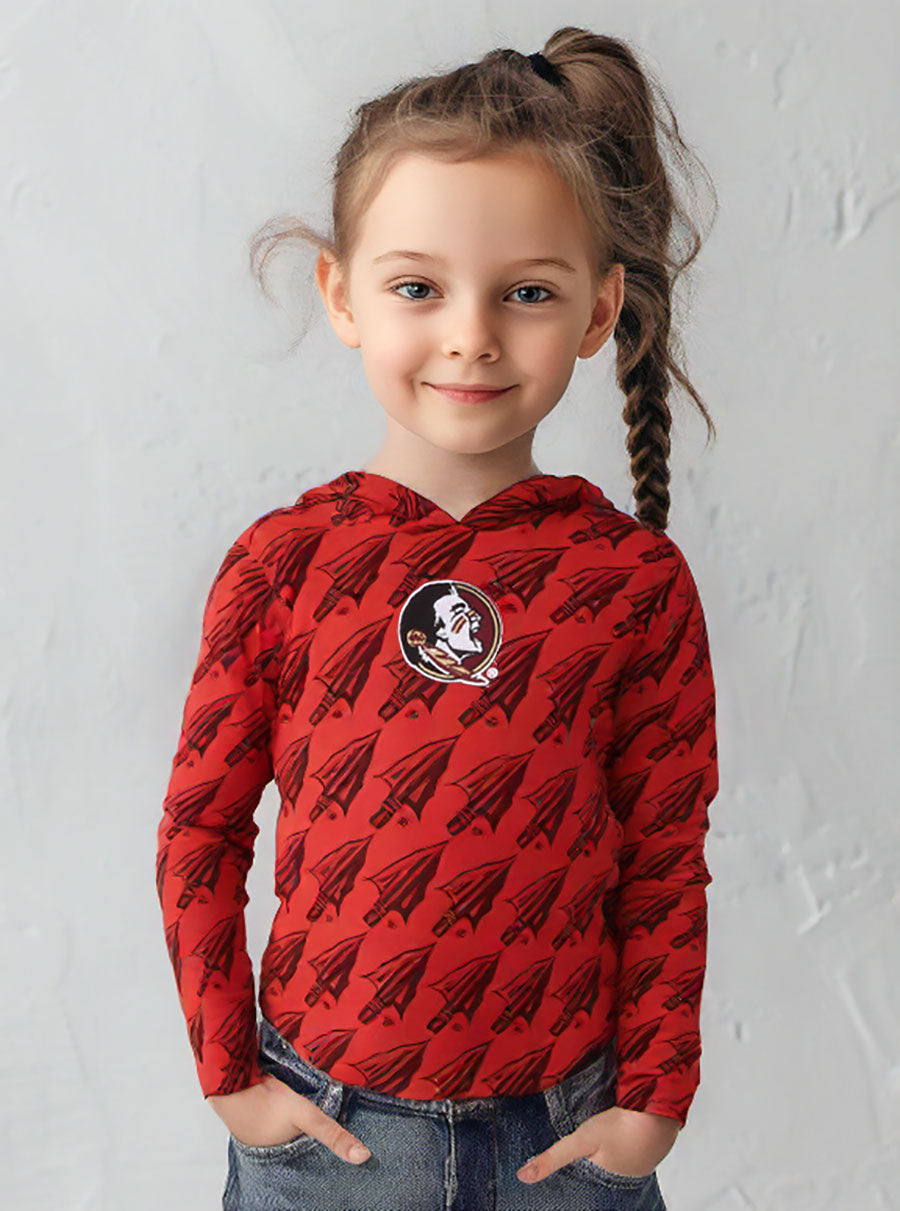 Florida State Seminoles Wes and Willy Kids All Over Team Logo Long Sleeve T-Shirt