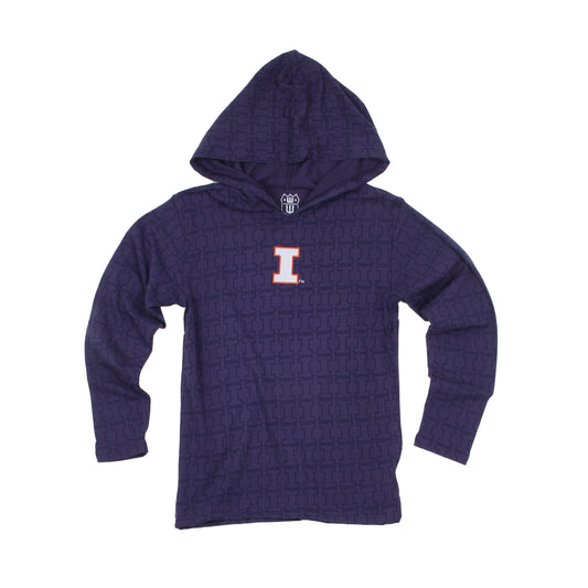 Illinois Fighting Illini Wes and Willy Kids All Over Team Logo Long Sleeve T-Shirt