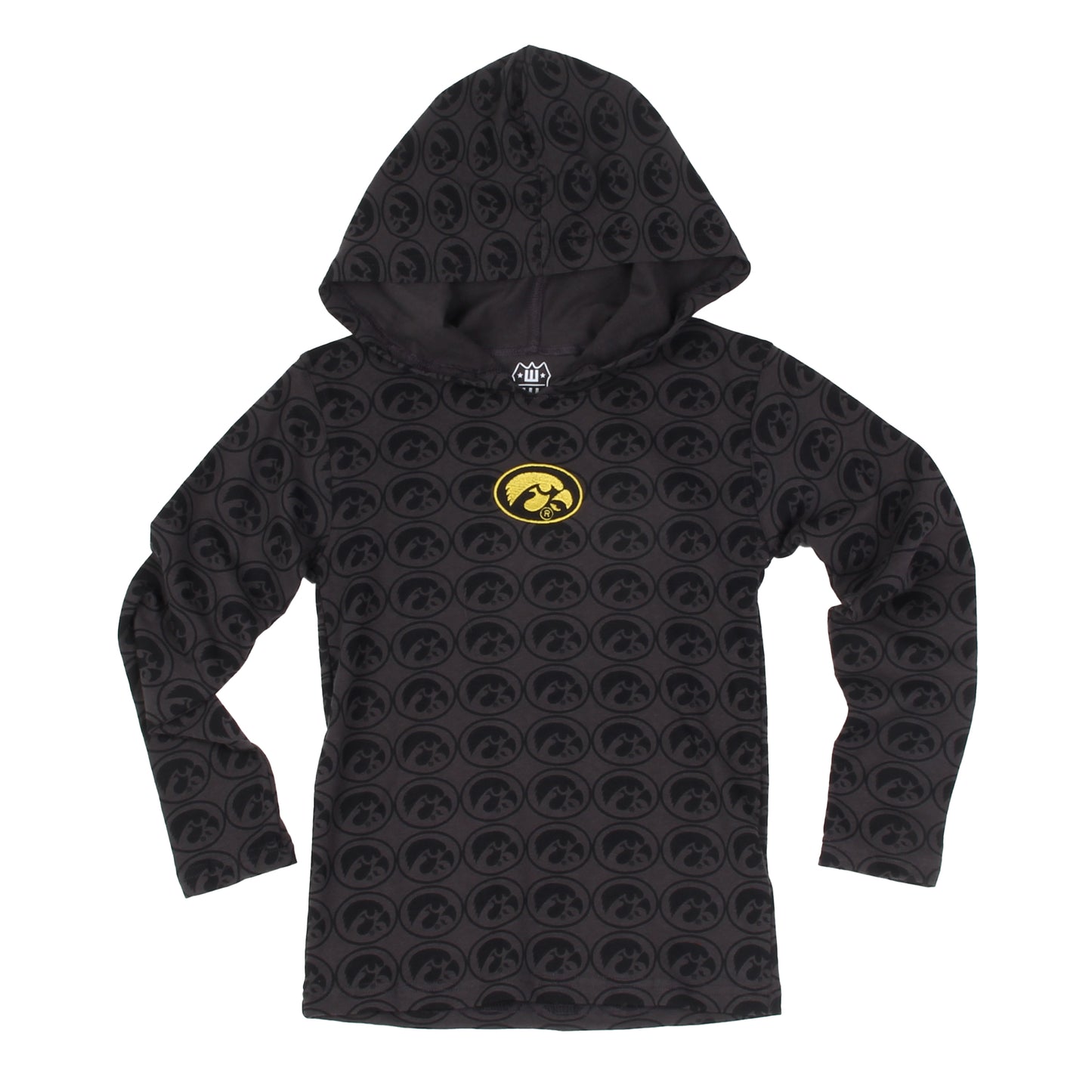 Iowa Hawkeyes Wes and Willy Kids All Over Team Logo Long Sleeve T-Shirt