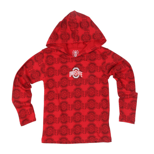 Ohio State Buckeyes Wes and Willy Kids All Over Team Logo Long Sleeve T-Shirt