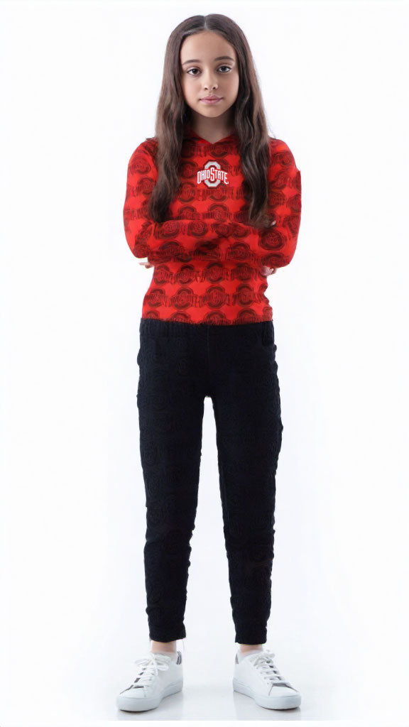 Ohio State Buckeyes Wes and Willy Kids All Over Team Logo Long Sleeve T-Shirt