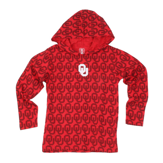 Oklahoma Sooners Wes and Willy Kids All Over Team Logo Long Sleeve T-Shirt
