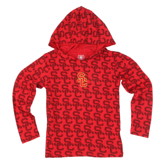 USC Trojans Wes and Willy Kids All Over Team Logo Long Sleeve T-Shirt