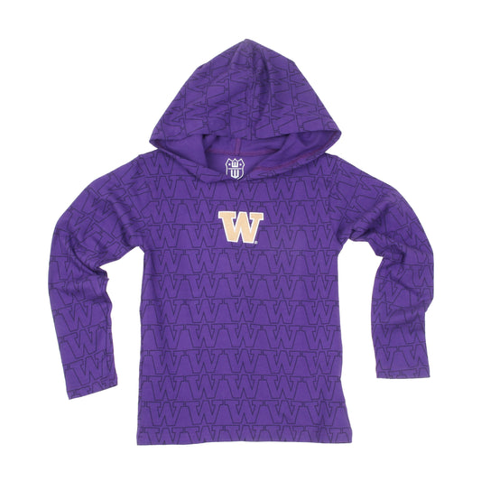 Washington Huskies Wes and Willy Kids All Over Team Logo Long Sleeve T-Shirt
