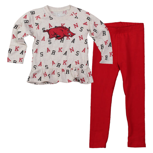 Arkansas Razorbacks Wes and Willy Infant and Toddler Girls All Over Team Logo Outfit
