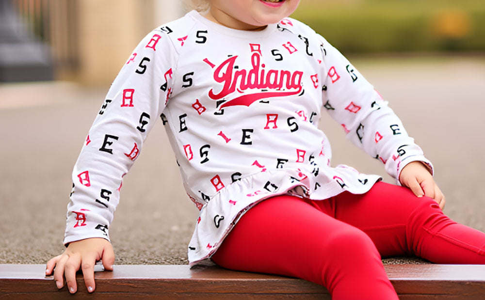 Indiana Hoosiers Wes and Willy Infant and Toddler Girls All Over Team Logo Outfit