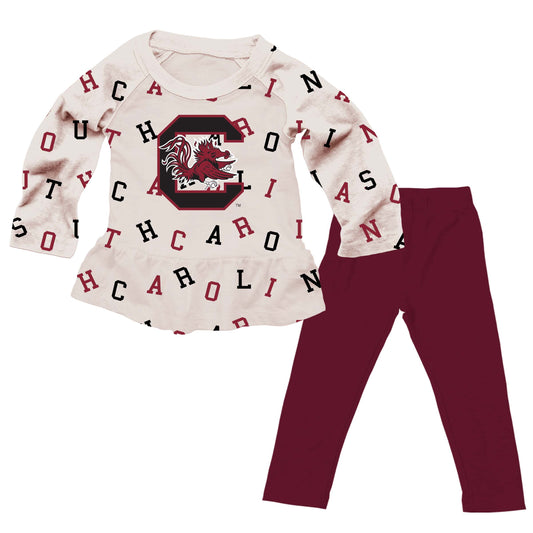 South Carolina Gamecocks Wes and Willy Infant and Toddler Girls All Over Team Logo Outfit