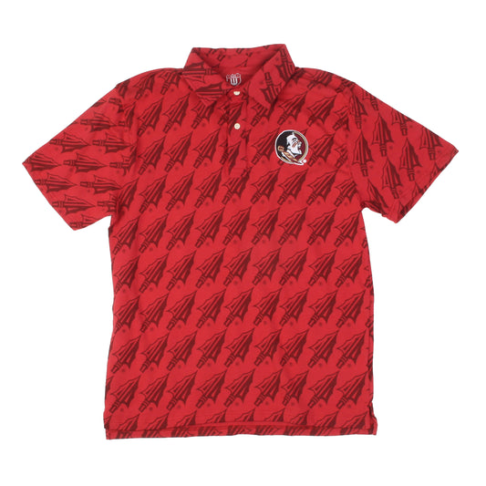 Florida State Seminoles Wes and Willy Mens All Over Logo Polo Shirt