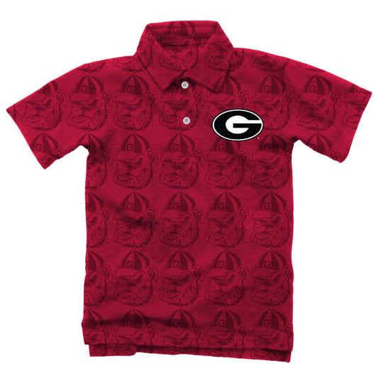 Georgia Bulldogs Wes and Willy Mens All Over Logo Polo Shirt