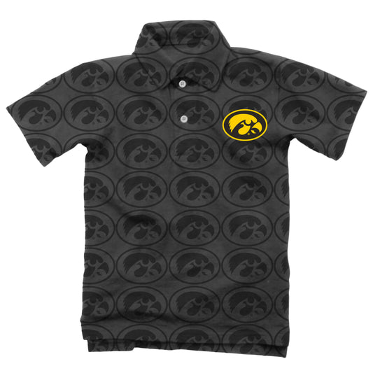 Iowa Hawkeyes Wes and Willy Mens All Over Logo Polo Shirt