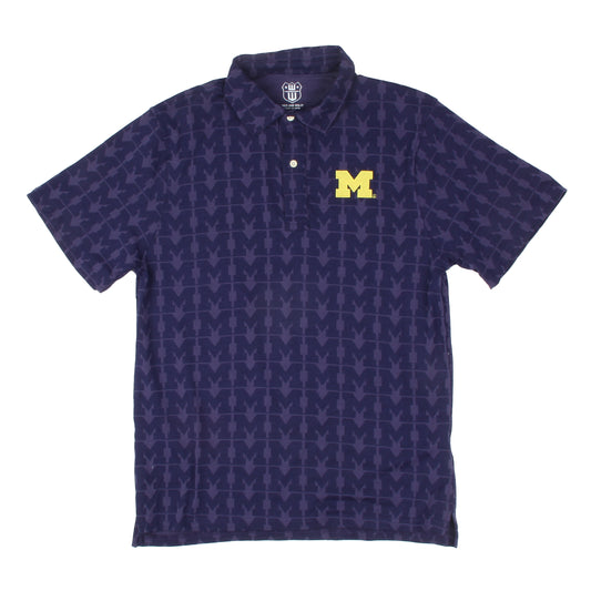 Michigan Wolverines Wes and Willy Mens All Over Logo Polo Shirt
