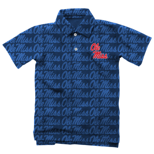 Ole Miss Rebels Wes and Willy Mens All Over Logo Polo Shirt