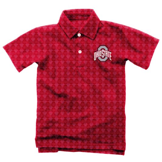 Ohio State Buckeyes Wes and Willy Mens All Over Logo Polo Shirt