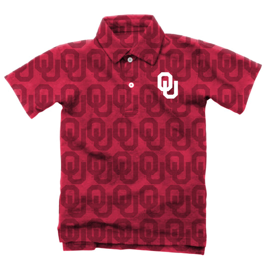 Oklahoma Sooners Wes and Willy Mens All Over Logo Polo Shirt