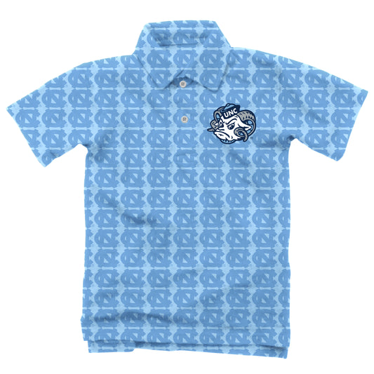 North Carolina Tar Heels Wes and Willy Mens All Over Logo Polo Shirt