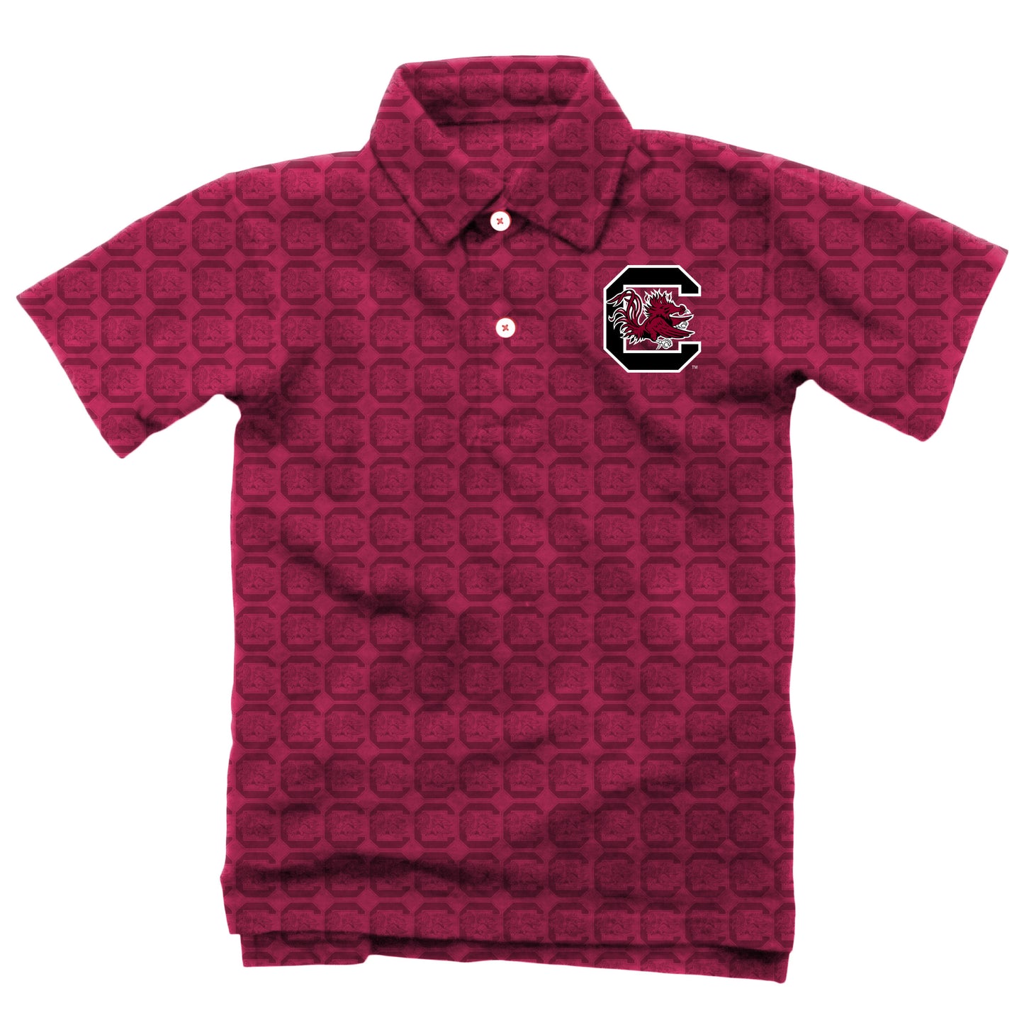 South Carolina Gamecocks Wes and Willy Mens All Over Logo Polo Shirt