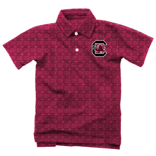 South Carolina Gamecocks Wes and Willy Mens All Over Logo Polo Shirt