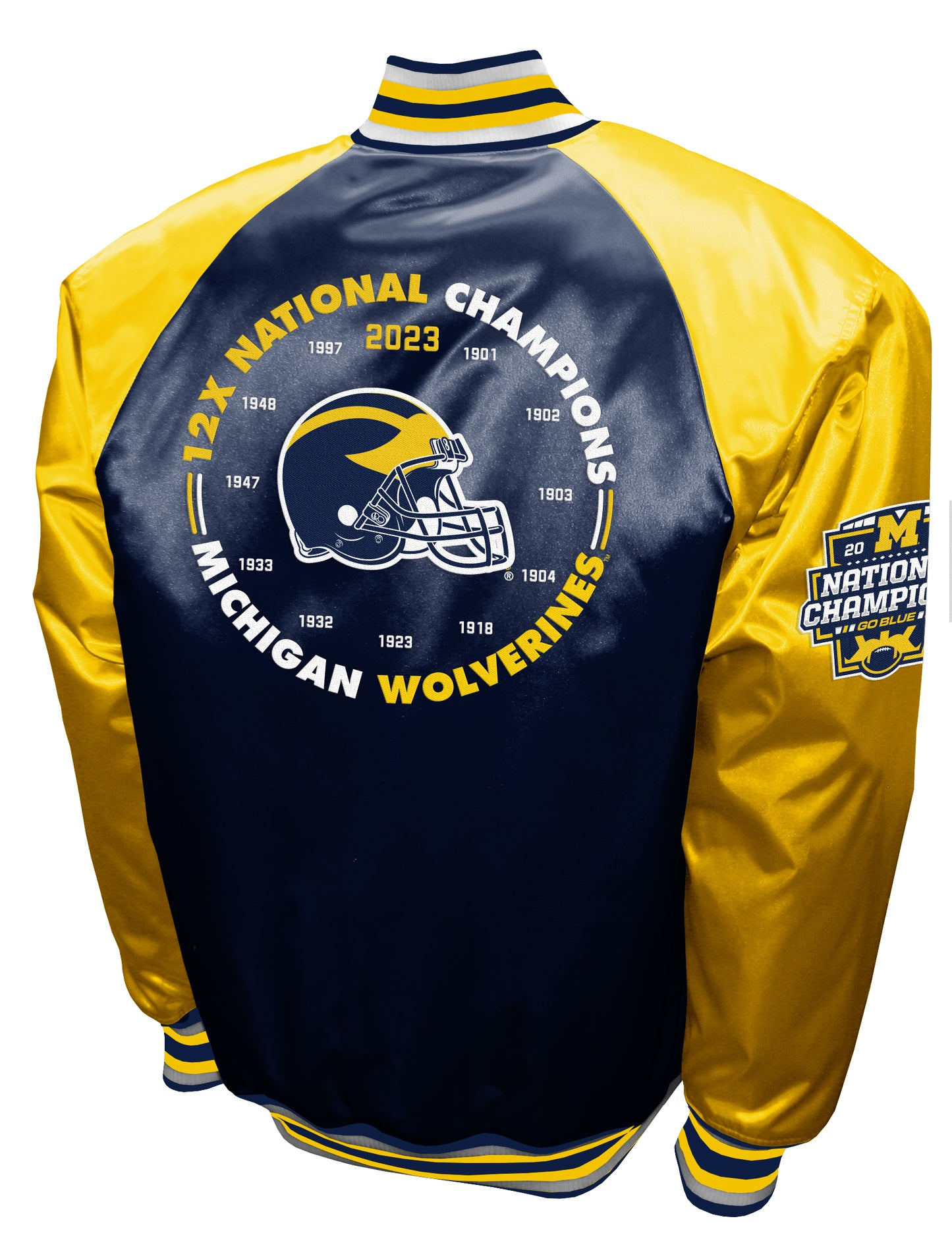 Michigan Wolverines Mens Franchise Club The Game 12X Champions Navy Satin Jacket