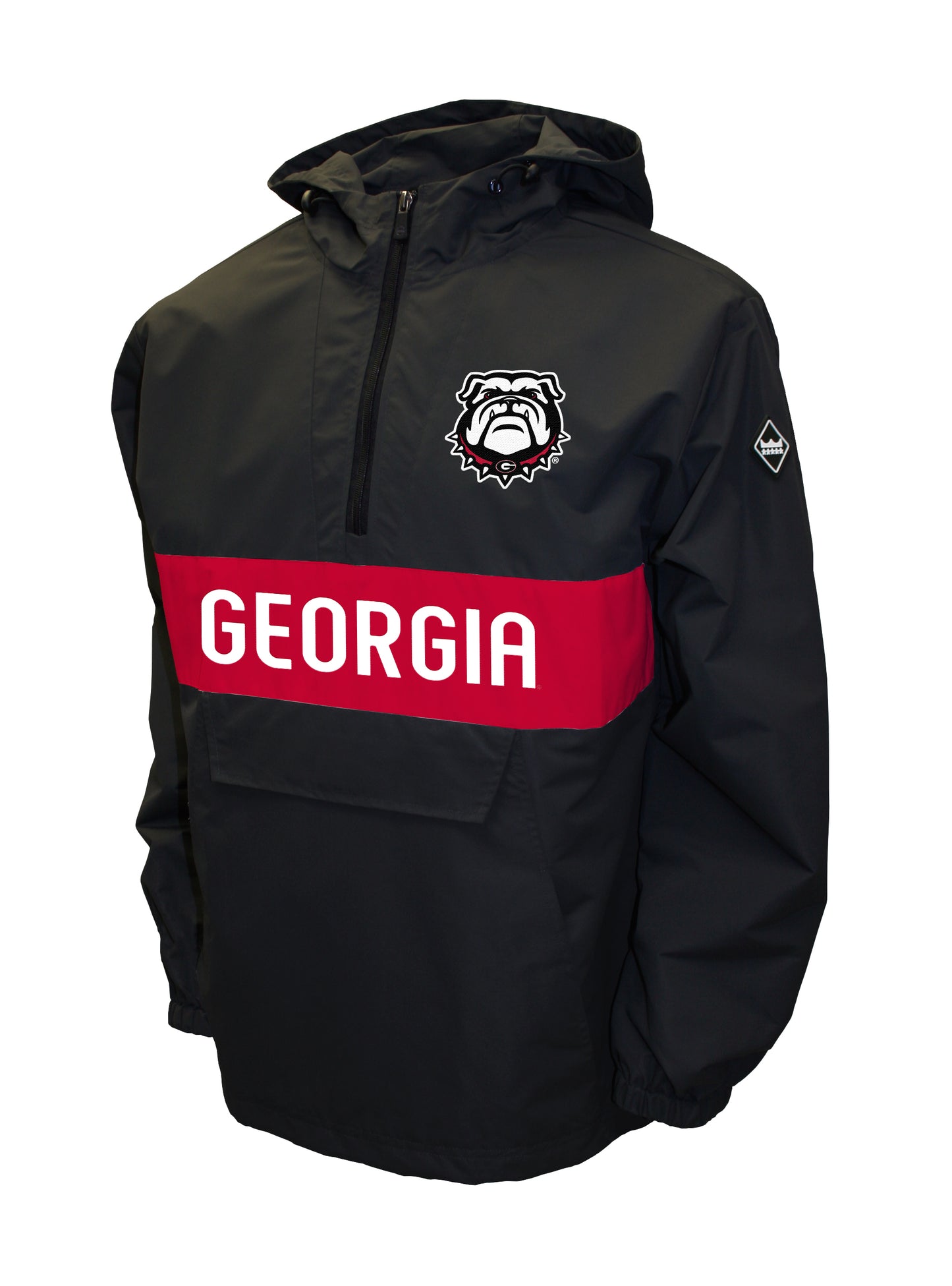 Georgia Bulldogs Franchise Club Mens NCAA Alpha Anorak Jacket Black-New Logo