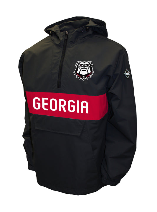 Georgia Bulldogs Franchise Club Mens NCAA Alpha Anorak Jacket Black-New Logo