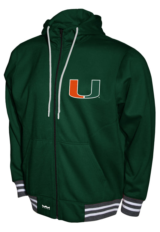 Miami Hurricanes Franchise Club Lightweight Embroidered Logos Full Zip Hoodie Style Jacket
