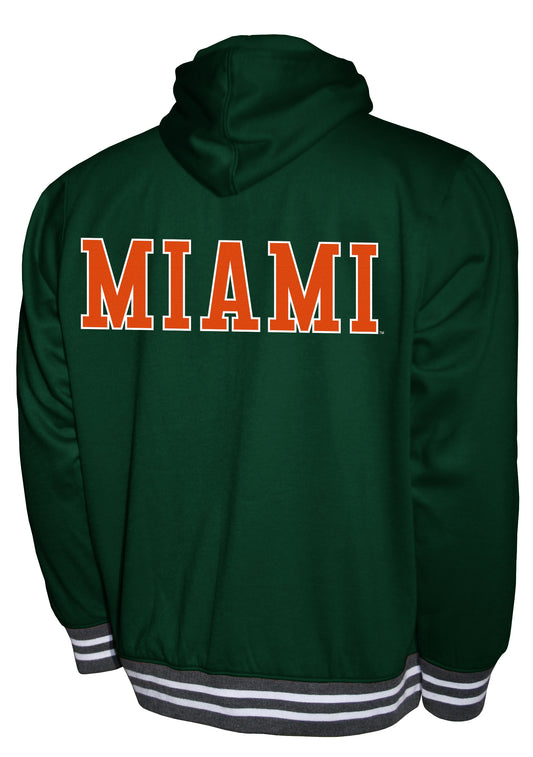 Miami Hurricanes Franchise Club Lightweight Embroidered Logos Full Zip Hoodie Style Jacket