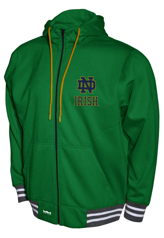 Notre Dame Fighting Irish Green Franchise Club Lightweight Embroidered Logos Full Zip Hoodie Style Jacket
