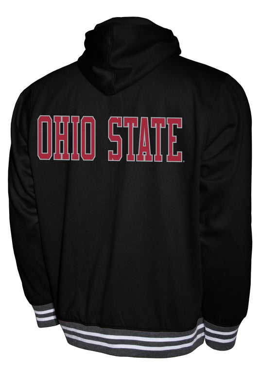 Ohio State Buckeyes Black Franchise Club Lightweight Embroidered Logos Full Zip Hoodie Style Jacket