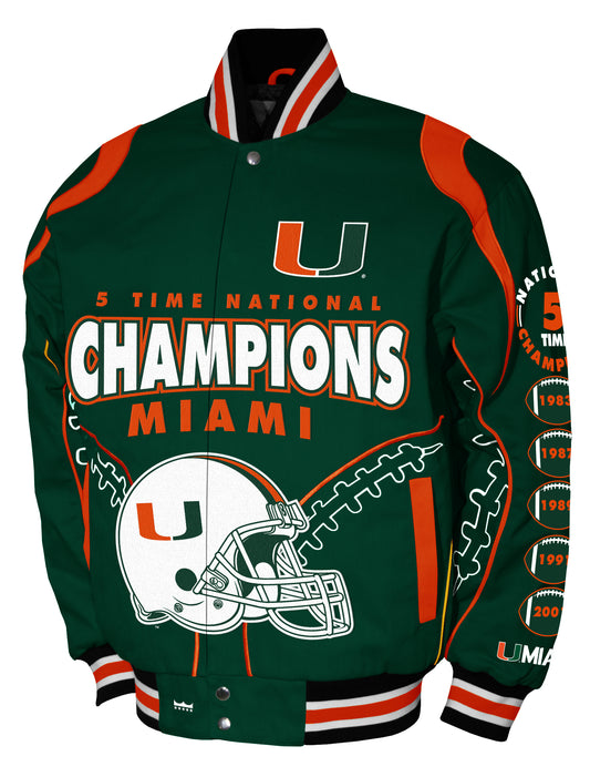 Miami Hurricanes Franchise Club Mens Commemorative Twill Jacket