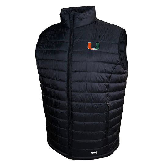 Miami Hurricanes Franchise Club Mens NCAA Team Packable Vest Black
