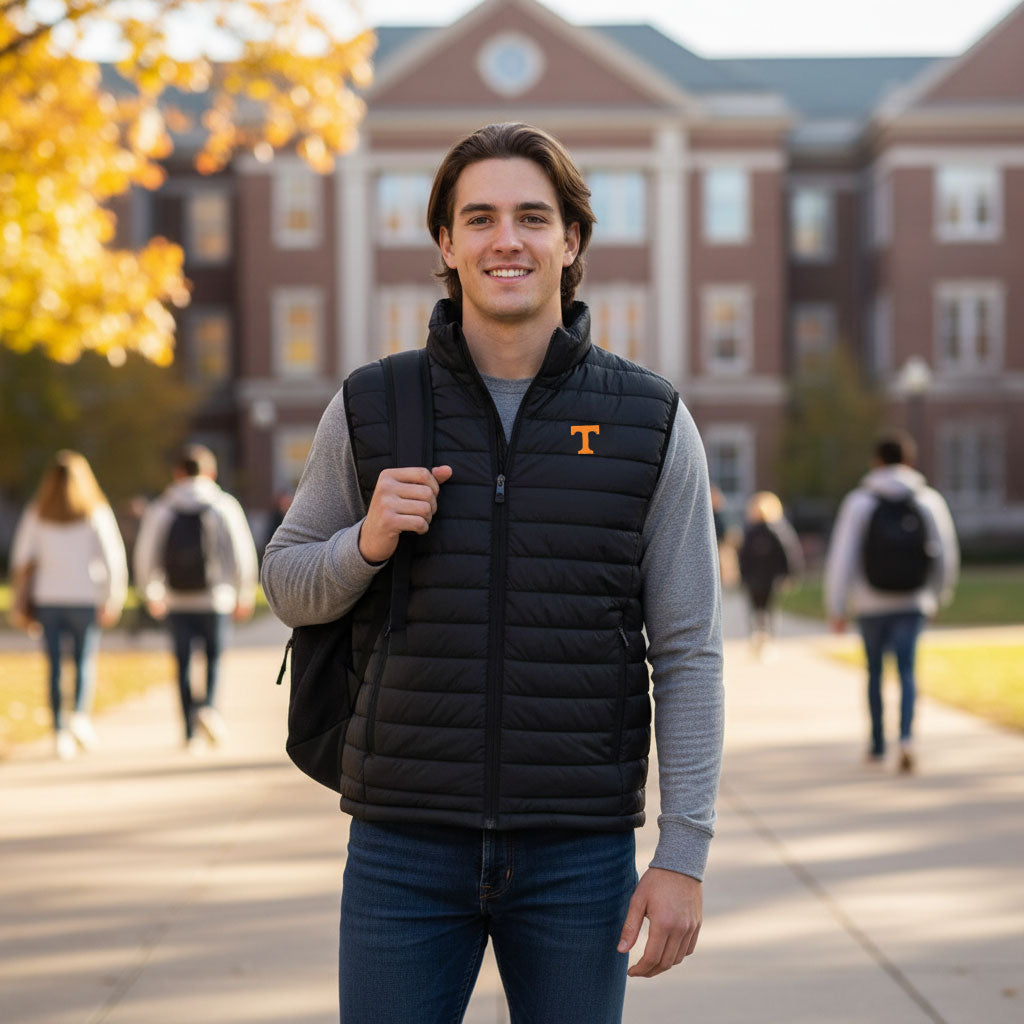 Tennessee Volunteers Franchise Club Mens NCAA Team Packable Vest Black