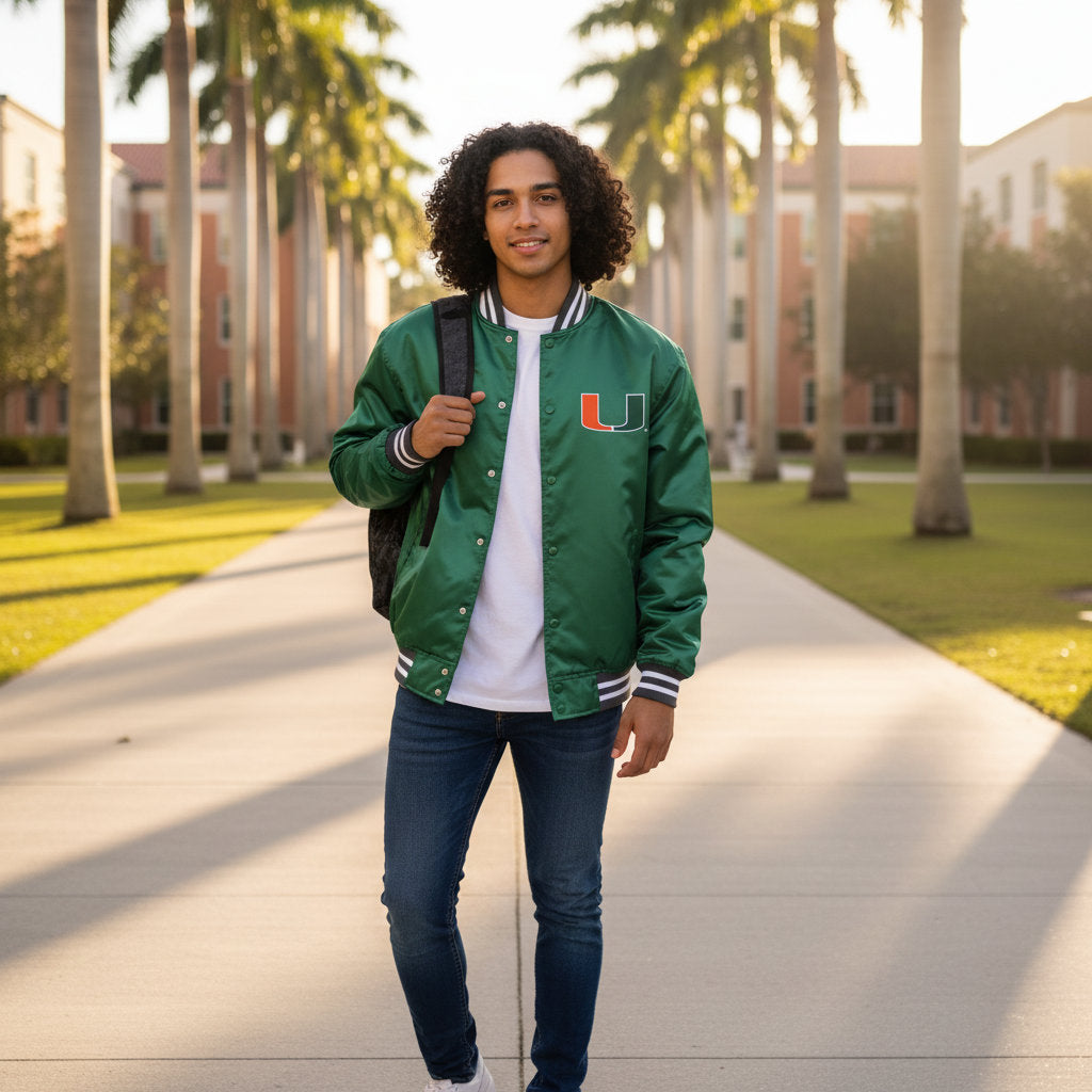 Miami Hurricanes Mens Franchise Club Classic Satin Jacket