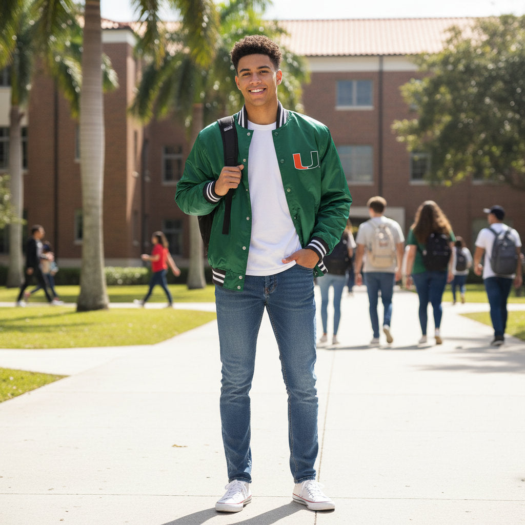 Miami Hurricanes Mens Franchise Club Classic Satin Jacket