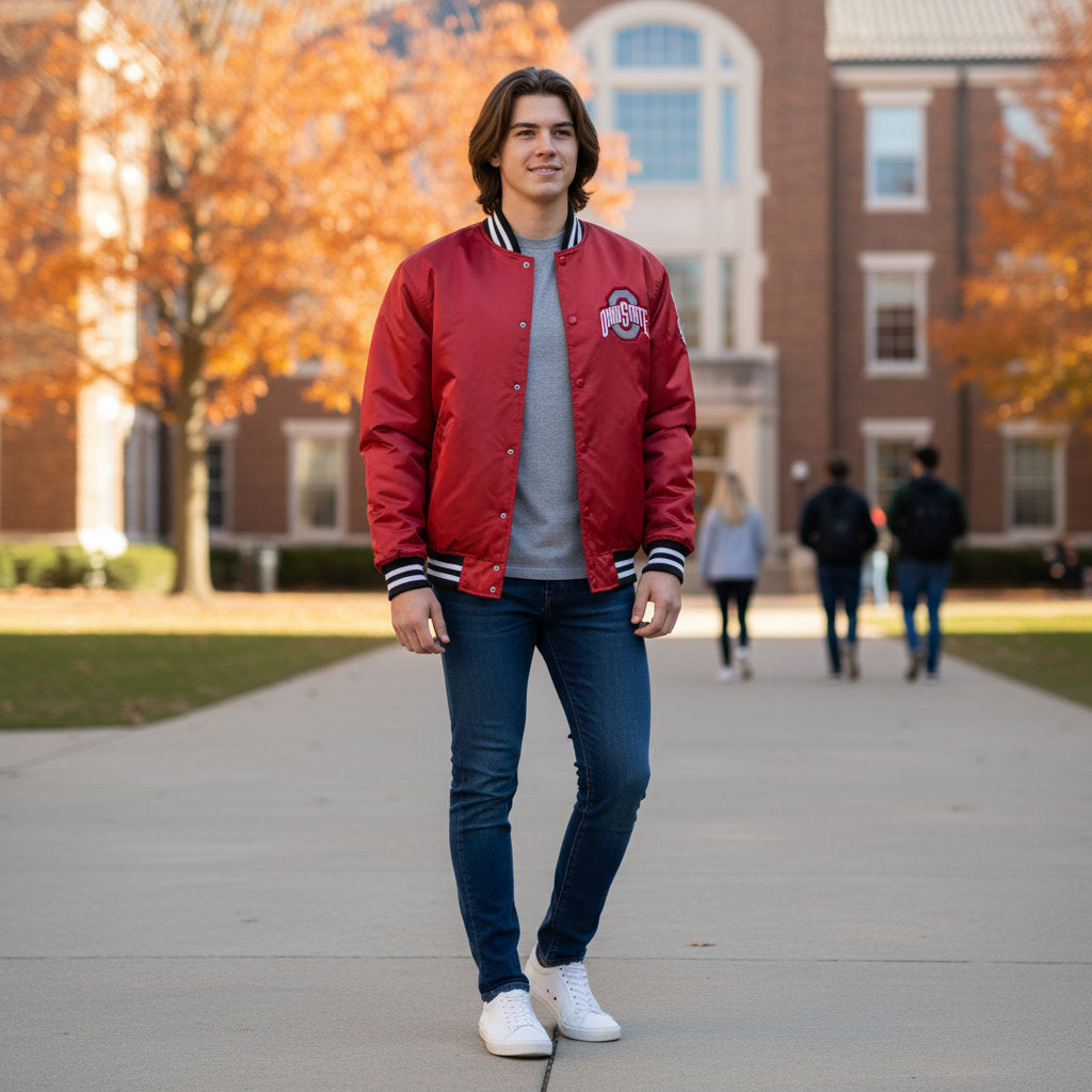 Ohio State Buckeyes Mens Franchise Club Classic Satin Jacket