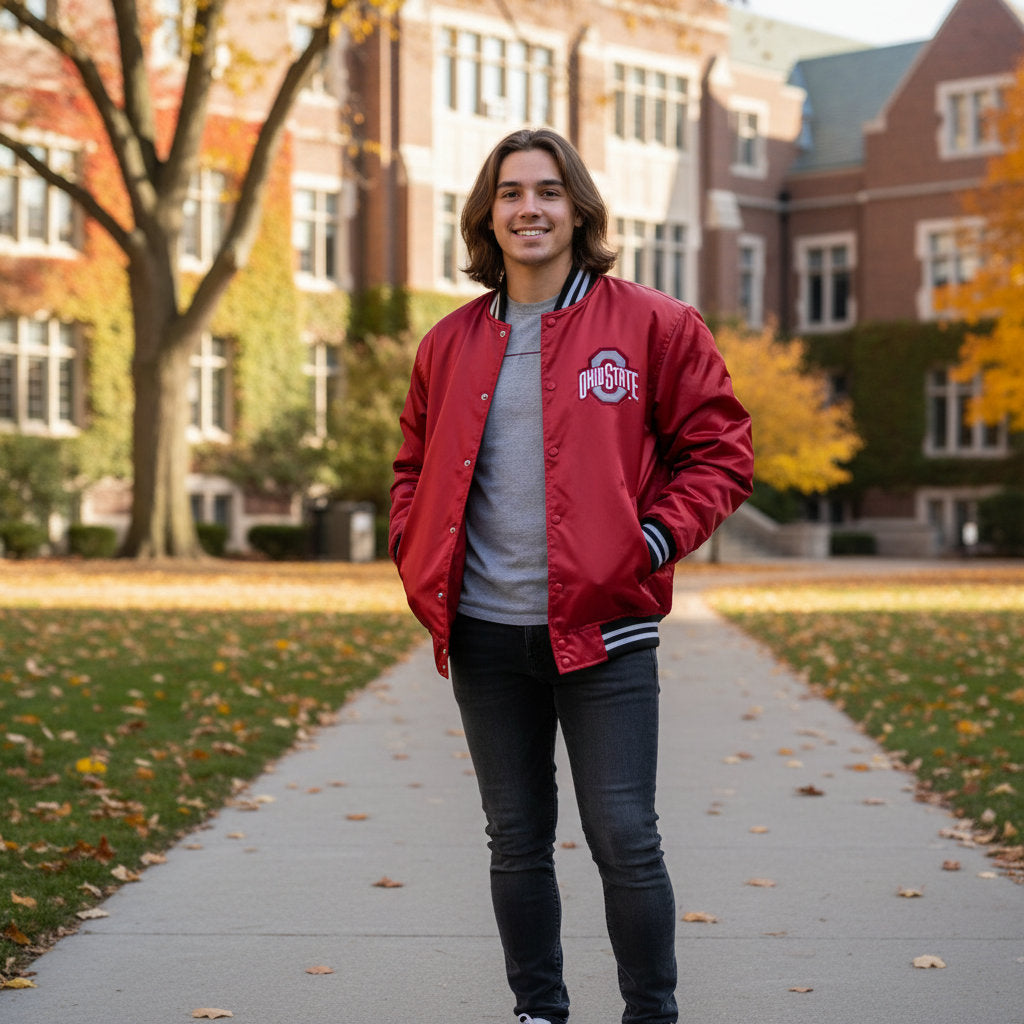 Ohio State Buckeyes Mens Franchise Club Classic Satin Jacket